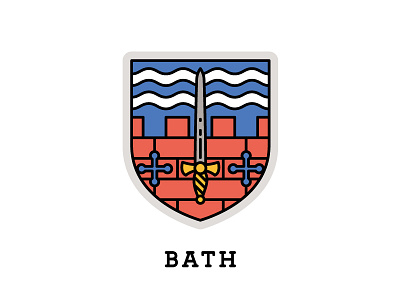 Bath, England castle city walls coat of arms crest england heraldry river shield sword uk united kingdom water