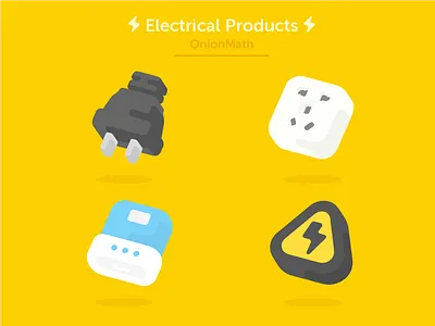 OnionMath topic icons - Electrical products 2d app design electric flat icon illustration product symbol ui