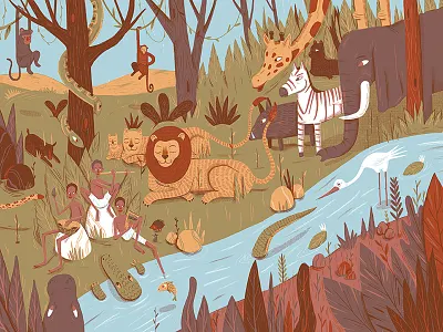 Fun with friends animals ethiopia illustration music safari