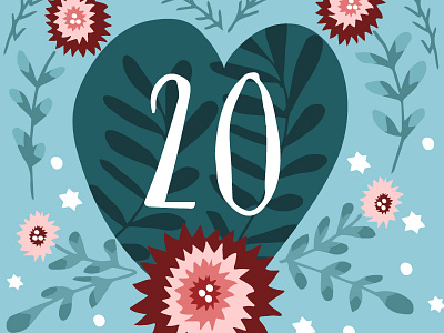 Illustrated advent calendar Day 20 christmas december floral folklore heart holidays illustrator pattern seasons vector winter xmas
