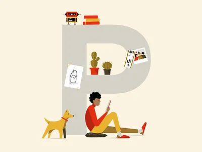 SPFR Team 2 chill dog employee illustration office people reading relaxing robots team vectors work