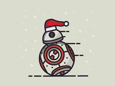 Holiday BB-8 bb 8 christmas drawing flat art graphic design holidays icon illustration robot santa star wars the last jedi