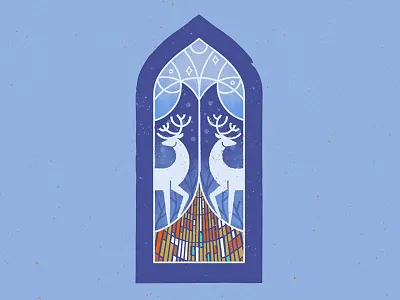 Christmas is coming! card christmas deer owl print stained glass stroke window