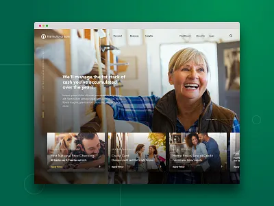 Concepts for a bank homepage bank card ui green uiux