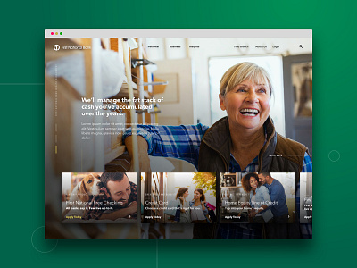 Concepts for a bank homepage bank card ui green uiux