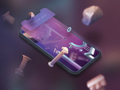 Puzzle Game Annonce app background blur branding clean game gradient illustration iphone x isometric motion ui