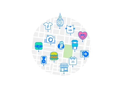 Ping Onboarding 01 city dating guide local map onboarding rating street trip urban