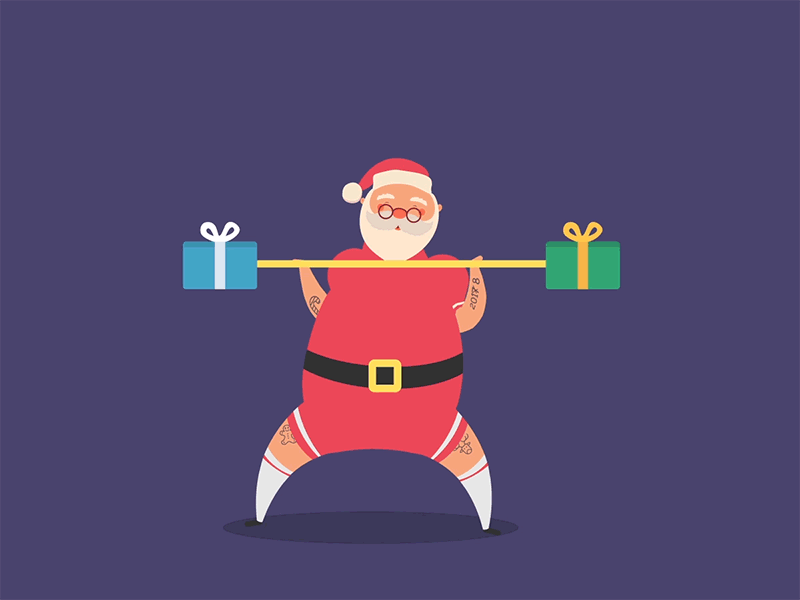 Liftin' 2d ae after effects animation flat gif gym illustration loop motion graphics santa workout