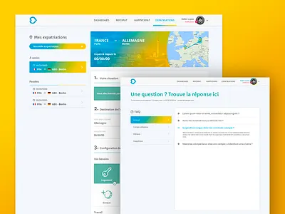 Ouiexpat App app card desktop faq list map marker nav ui
