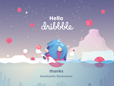 Hello Dribbble! debut debutshot dribbble firstshot illustration invitation invite thank thanks you