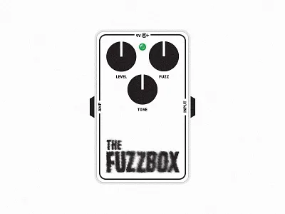 The Fuzzbox Guitar Pedal design graphic guitar label music package packaging pedal typography