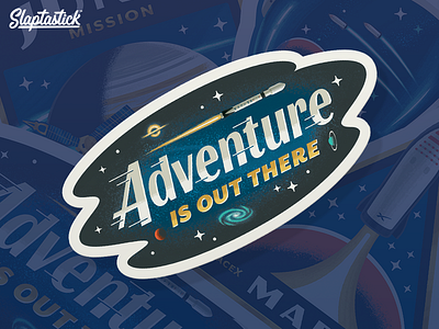 Adventure Is Out There black hole galaxy illustration planet rocket space stars sticker