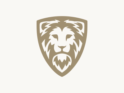 Lion shield logo animal force head lion logo mark power security shield strength