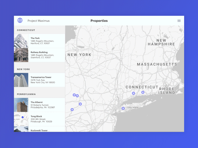 Multiple Property Real Estate Deal animation layout maps real estate