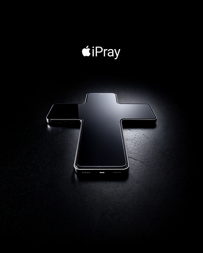 iPray apple black phone brand branding catholic cross iphone marketing mobile mobile phone phone poster religion