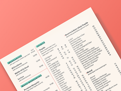 Masa bar menu bar food and drink latin print restuarant typography