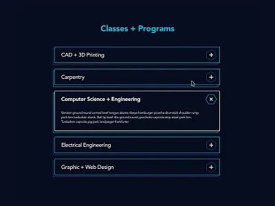 ioNYC Classes + Programs avenir landing makerspace mock ui web