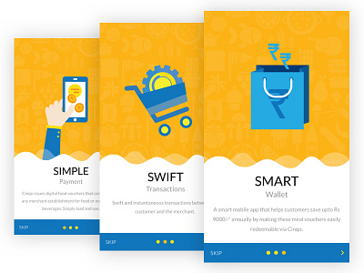 Onboarding screens for CINQO wallet app onboarding wallet app