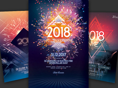 New Year Flyer Bundle Vol.11 celebrate celebration design event firework flyer graphic new year nye photoshop poster psd