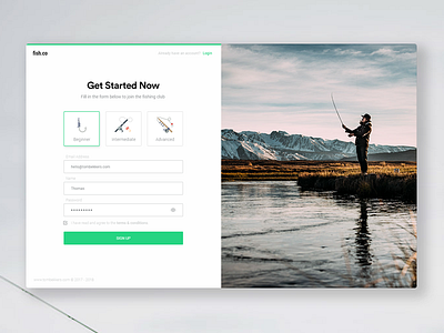 Get Started fishing join register sign up signup