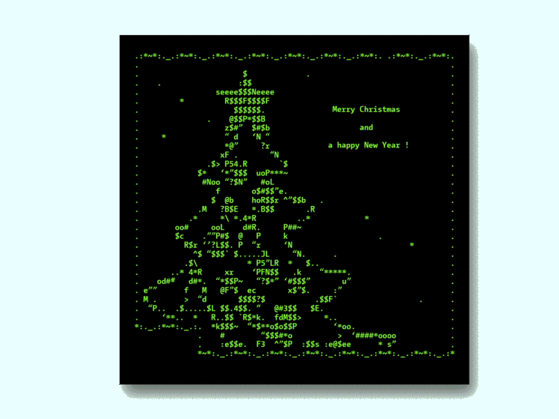 Christmas Cards 90s ascii ascii art cards christmas email greeting holidays merry season terminal typography