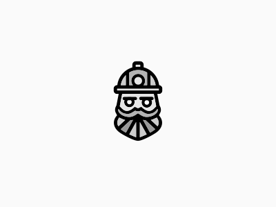 grey dwarf logo beard dwarf grey miner minimal mining monochrome