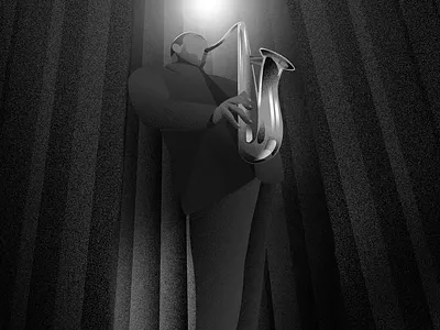 Tribute to John Coltrane dark illustration light sketch texture vector