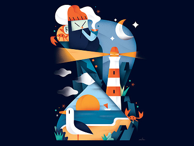 Lighthouse character digital drawing fonzynils icon illustration illustrator magazine pop