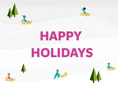 Happy Holidays Dribbblemaniacs! christmas hills illustrator outdoor activities photoshop pine trees sleds snow snow sled