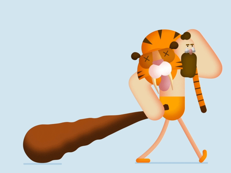 Successful Day animation caveman flat funny gif motion walk cycle