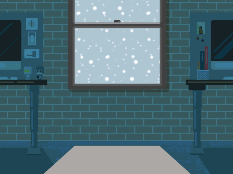 Out of Office animation christmas holiday jajo santa sneaking suprised walking