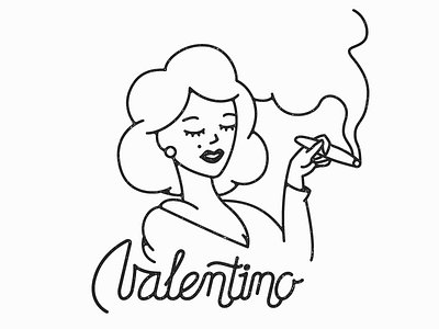 Valentino brand character cuba identity illustration lettering mark minimal smoking symbol typography woman