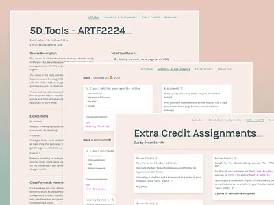 5D Tools: Intro to HTML & CSS education learning pink typography web site