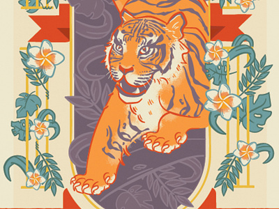 Tiger Poster animal illustration nature retro strong tiger wip