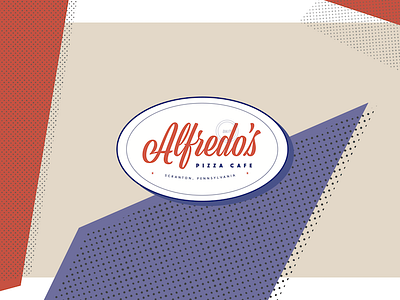 Alfredo's Pizza Cafe badge design flat halftone logo pattern pizza theoffice ui ux vintage