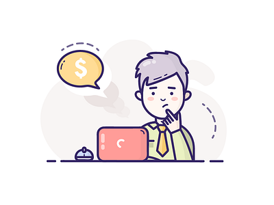 Business thinking business businessman computer icon illustartion man money