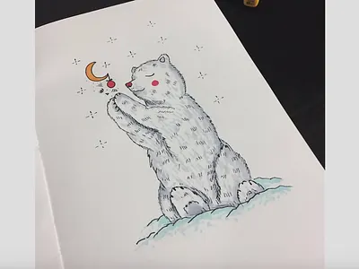 Happy Winter Solstice bear christmas magic moon polar snow solstice winter