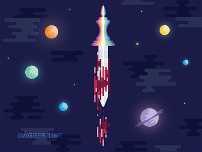 Dagger Time bloody dagger color bomb dagger illustration planets space