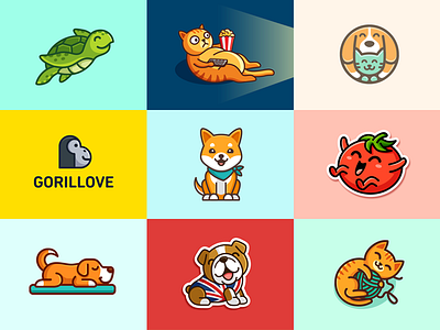 Best 9 Shots of 2017 2017 shots best 9 dribbble character mascot cute fun happy enjoy holiday illustrative illustration joyful cheerful logo identity pet dog cat simple adorable top 9 top nine