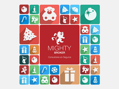 Flyer Christmas broker christmas colors flat flyer icons insurance vector xmas