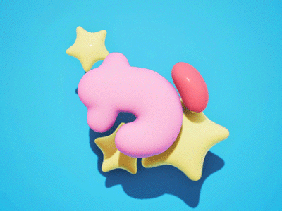 Japanese typography day6 :か 3d gif ue4 kirby か カービー