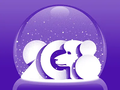 2018 2018 dog newyear poodle snow snowglobe