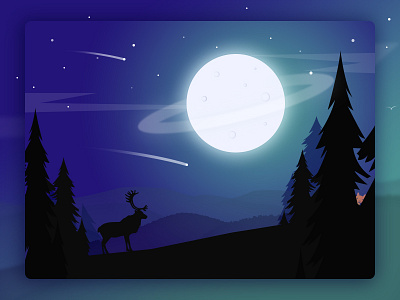 NIGHT design flat hills illustration landscape night