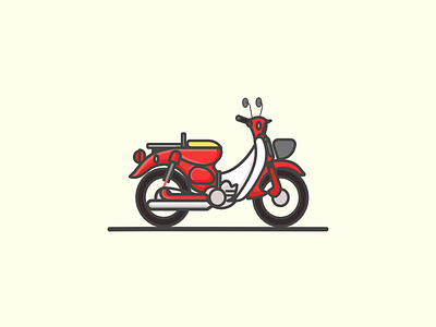 motorcyle cub70 classic icon illustration motorcycle retro ui vintage