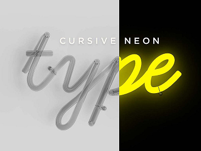 Cursive Neon Type 3d 80s alphabet characters cursive cursive neon type glow letters neon tube type typography