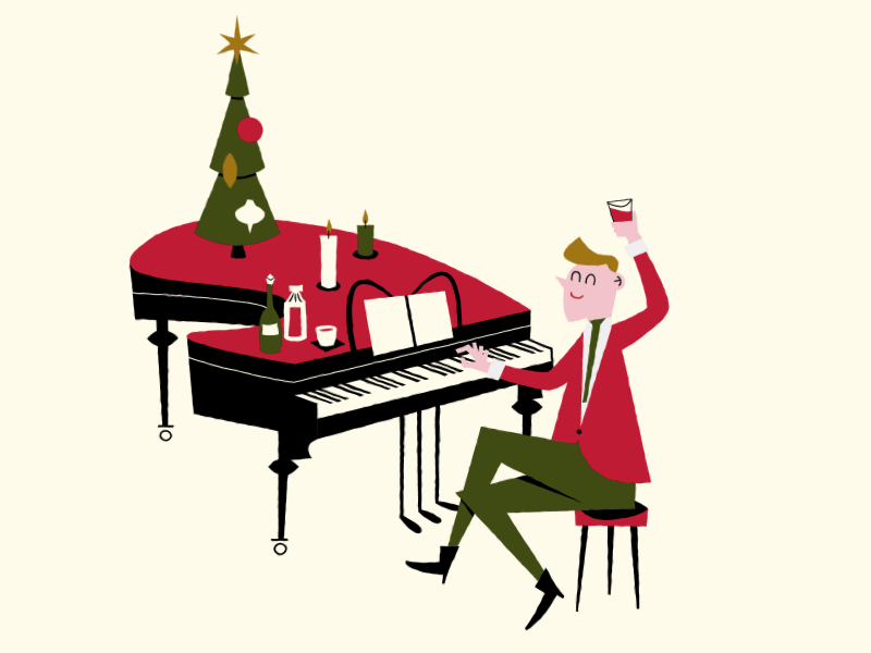 Christmas Piano animation booze character christmas gif midcentury motion piano