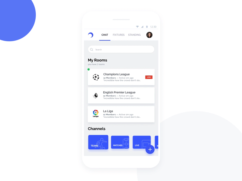 Football Chat App Animation animation app chat community football gif reactjs ux web app