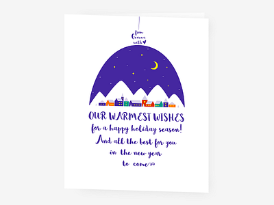 Christmas Card christmas city greetings card illustration minimal mountains new year town vector winter xmas