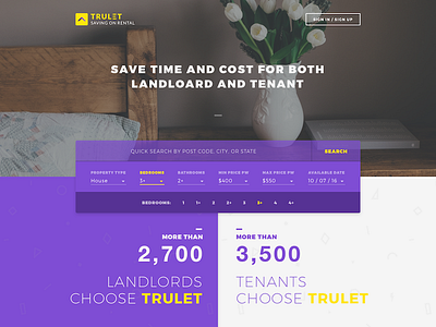 Real Estate Landing Page Design clean color colour filter homepage landing project property purple realestate rent search