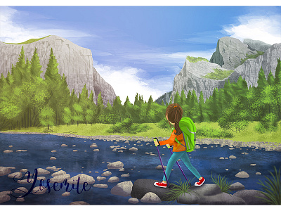 Yosemite National Park drawing illustration